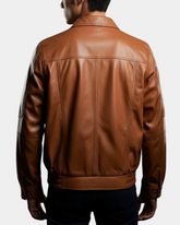 Mens Bomber Leather Jacket Classic Style Jim Dynamo Tan